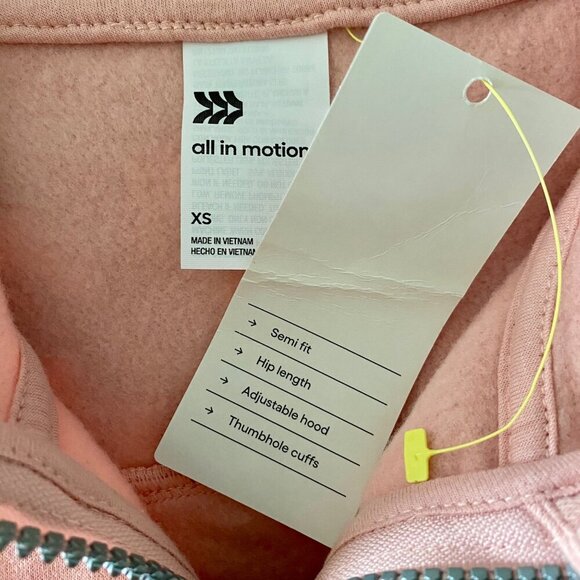 All In Motion Full Zip Pink Hoodie Jacket Women's XS NEW NWT - Picture 10 of 11